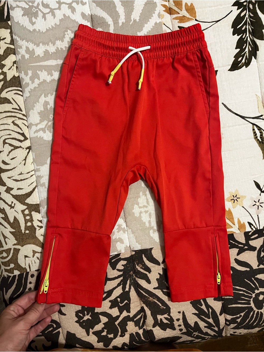 J. Crew Kids Red Active Pull-On Pants with Yellow Zip Accents